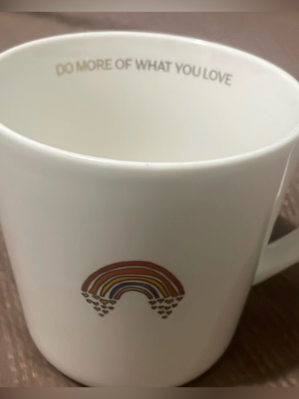 WILLIAMS SONOMA White Rainbow Ceramic Coffee Mug Cup - Do More of What You Love